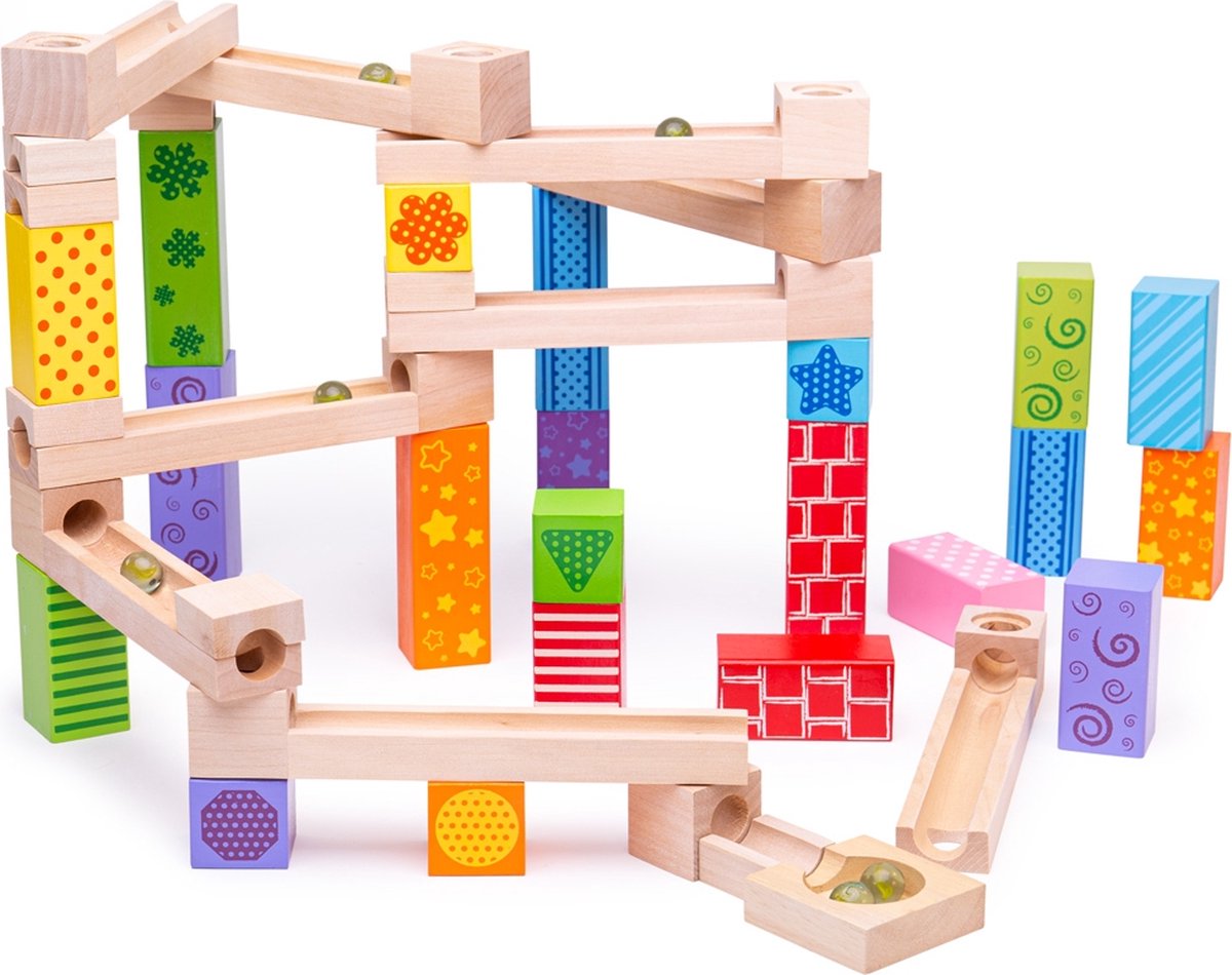Bigjigs Wooden Marble Track 53pcs