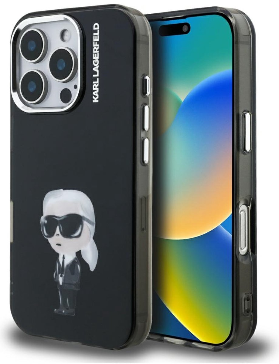 Karl Lagerfeld IML Aquarelle Karl & Logo MagSafe Case for iPhone 16 Pro Max - Black