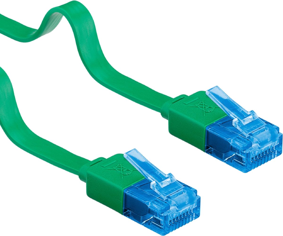 Pro LAN CAT 6A U/UTP flat - Grön - 5m