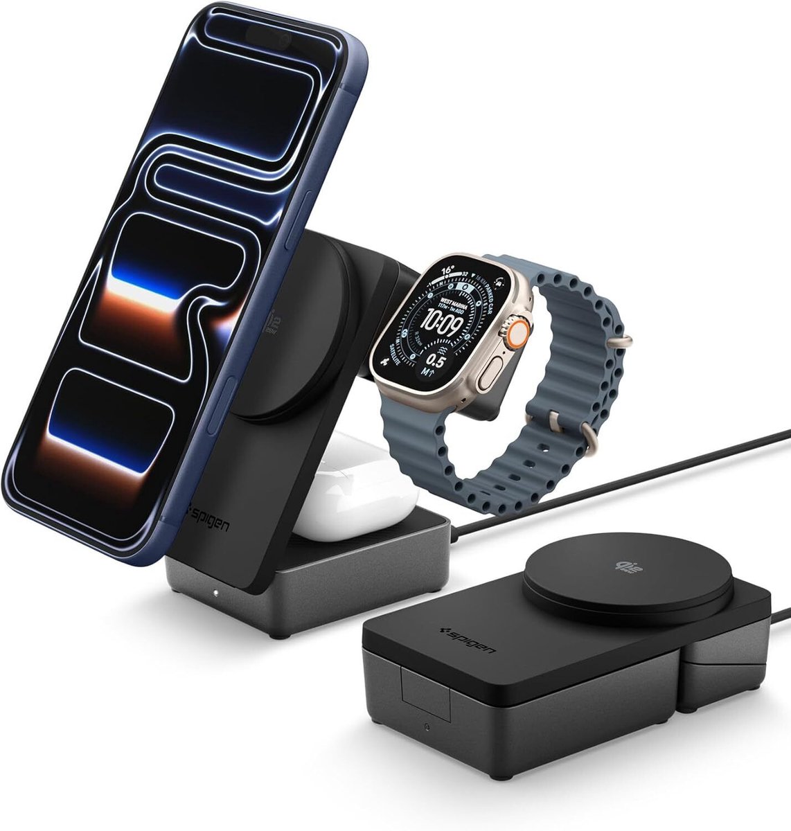 Spigen Essential MagSafe 3-in-1 Wireless Charger EF323MQ black