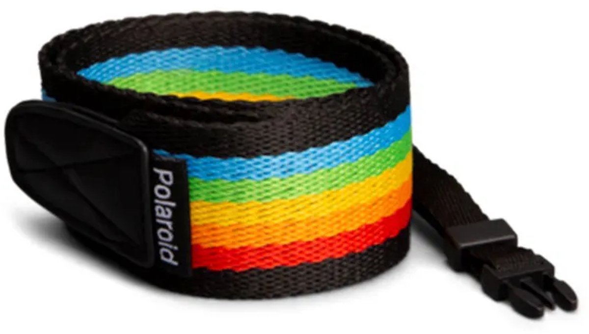 Polaroid Camera Strap Flat - Rainbow Black