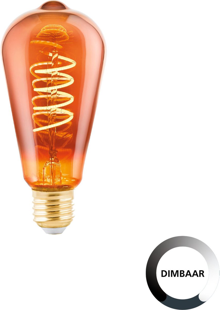 EGLO LED-glödlampa ST64 Spiral 4W/820 30 lumen copper dimmable E27