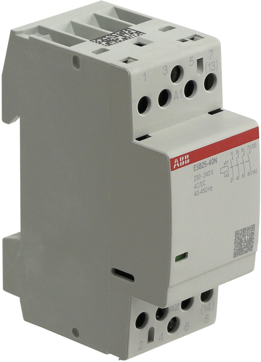 ABB Installationskontaktor 4-polet 4NO, AC-1 25A ved 55 grader, 400V AC, styrespænding 230...240V AC/DC
