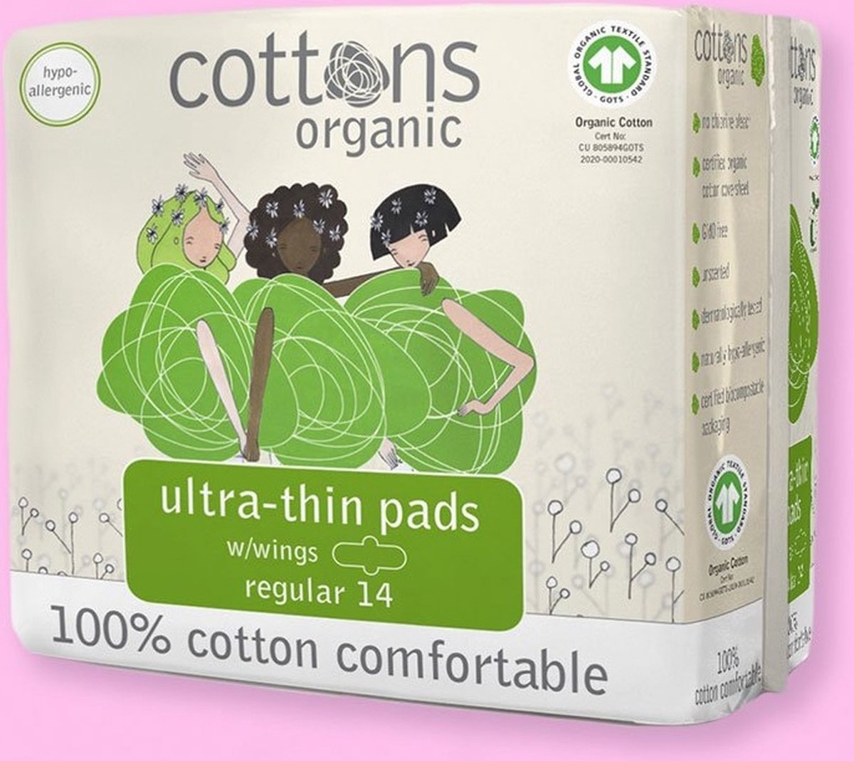 Cottons, 100% Baumwolle, bequeme, ultradünne Flügelpolster, uni, 14 Polster green