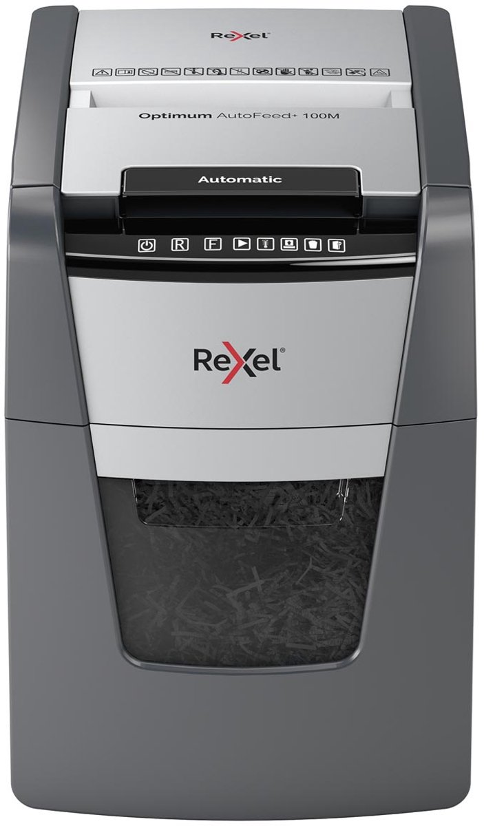 Rexel Makulator Optimum AutoFeed+ 100M mikromakulering, 2x15mm P5, 100 ark