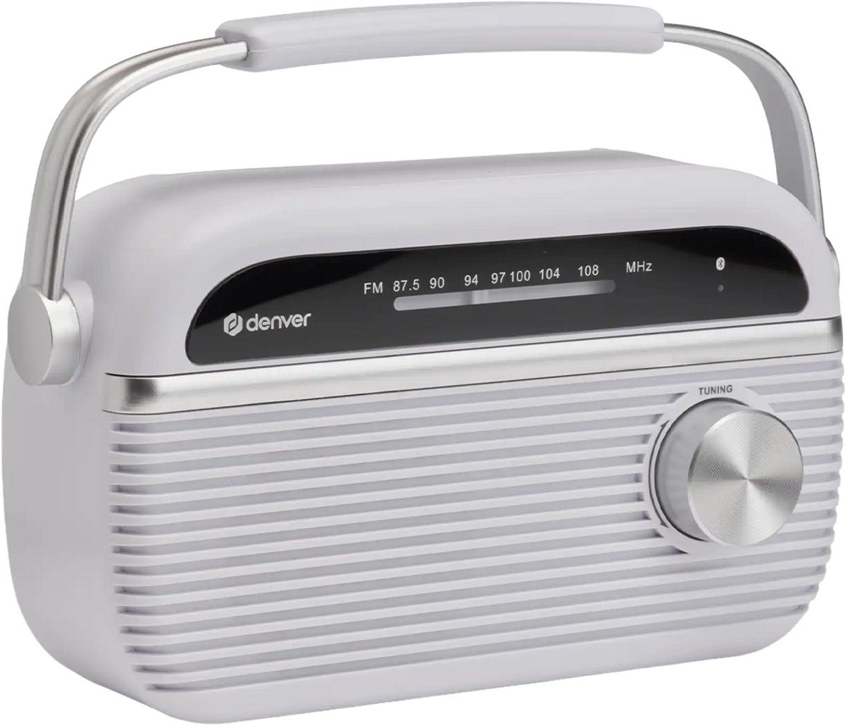 DENVER TRB-67W - FM analogue radio with Bluetooth function - white