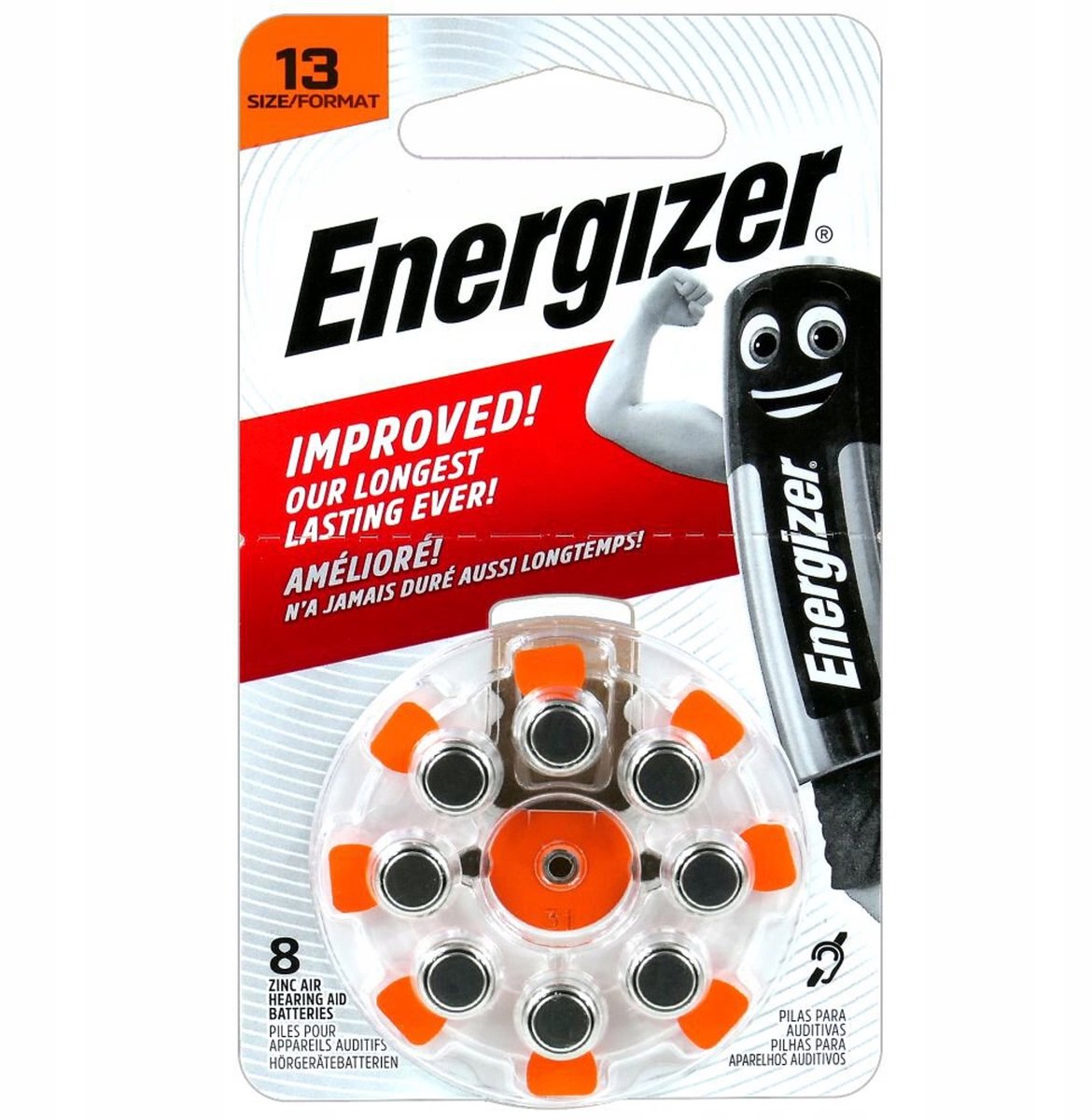 Energizer Hearing Aid Battery Zinc Air 13 - 8 Pack