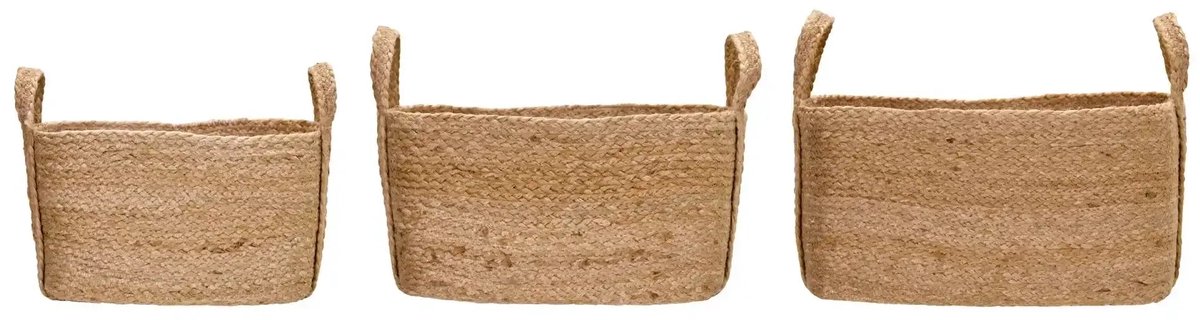 House Doctor Set de 3 cestas bajas de almacenamiento Stella Natural
