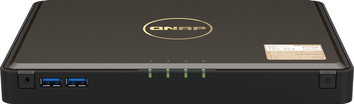 Qnap Tbs-464 Nas Skrivbord Intel® Celeron® N5105 8 Gb Ddr4 0 Tb Qnap Turbo System Svart
