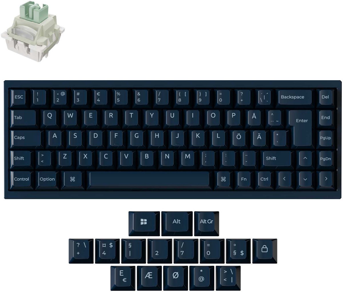 Keychron Q16 HE 65% 8K Wired Ceramic - Gaming Keyboard - Utan numpad - Nordisk - Blå