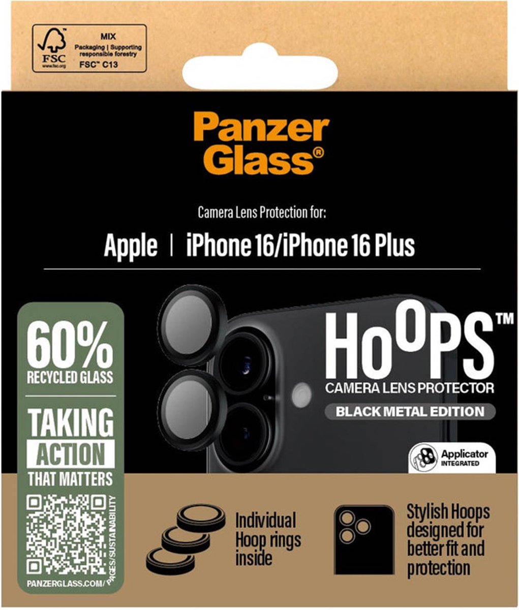 PanzerGlass Hoops™ Black Lens Protector iPhone 16 | 16 Plus