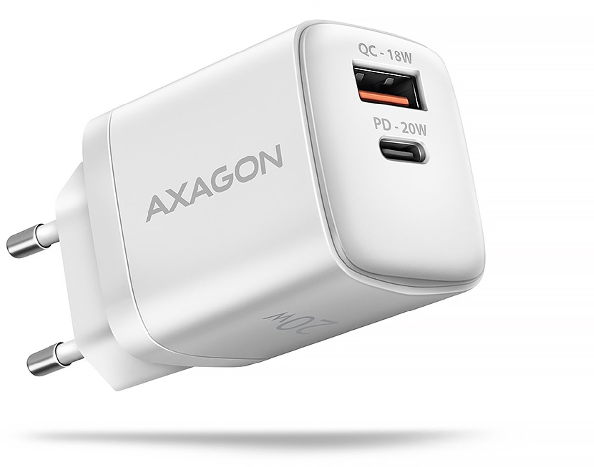 AXAGON Väggladdare 20 W PD 3.0 Quick Charge 4+ - USB-C + USB-A