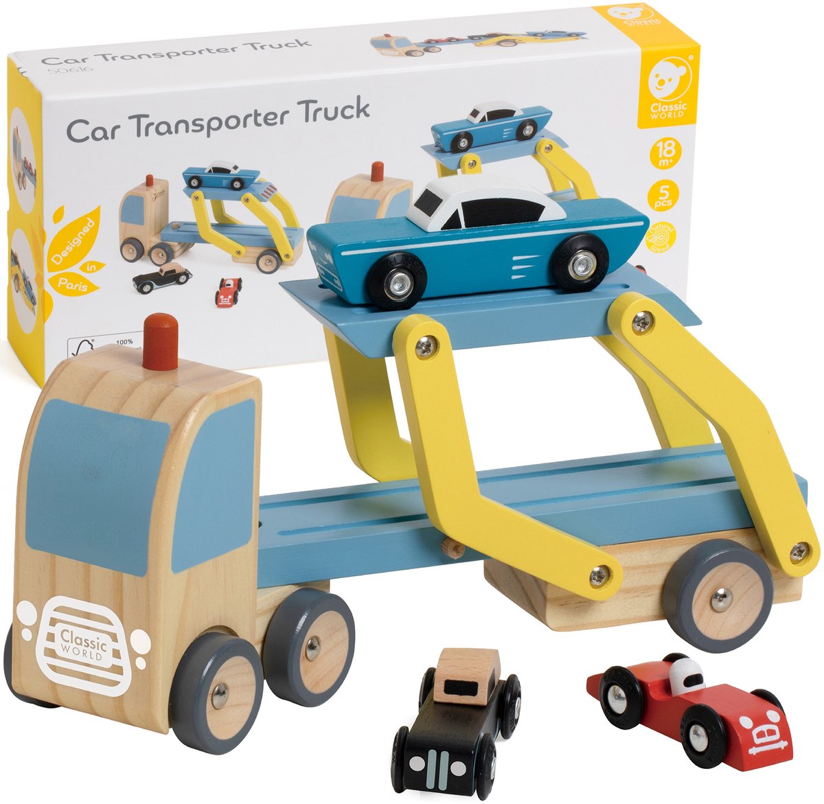 Classic World Wooden Transporter with 3 Cars