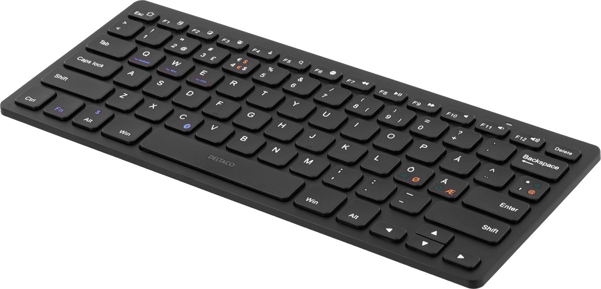 Deltaco TB-631 mini Keyboard Bluetooth - Nordic - black - Tangentbord - Nordisk - Svart