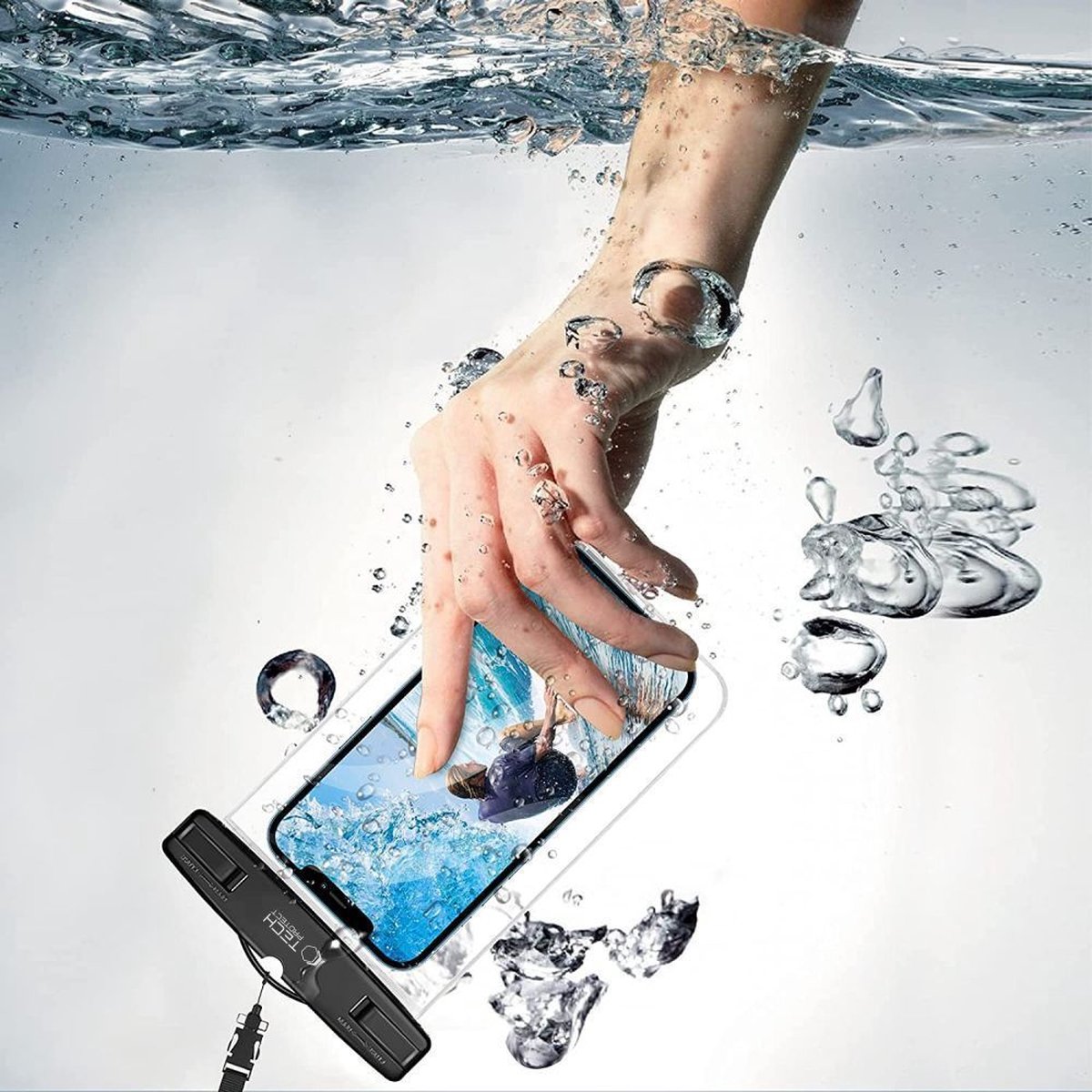 Tech-Protect Waterproof Case UWC7 Waterproof for Devices up to 6.9" - Black & Orange