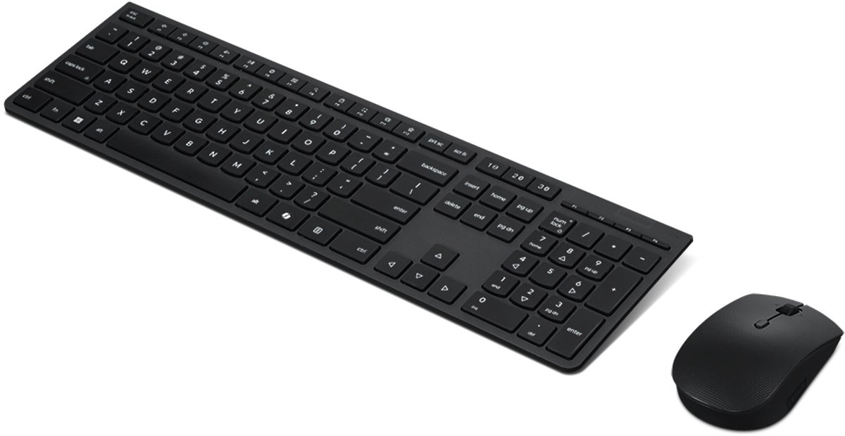 Lenovo Professional Wireless Rechargeable Combo Keyboard & Mouse (Nordic) - Tastatur & Mus set - Nordisk - Grå