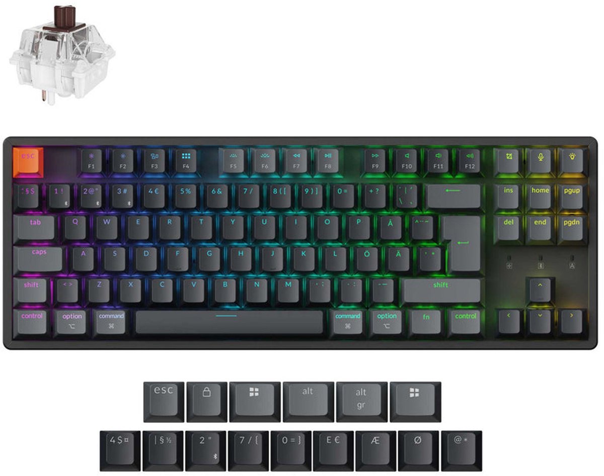 Keychron K8v2 Rgb Aluminum Hot Swap Qmk Trådbunden Och Trådlös Keychron Super Brown Nordisk