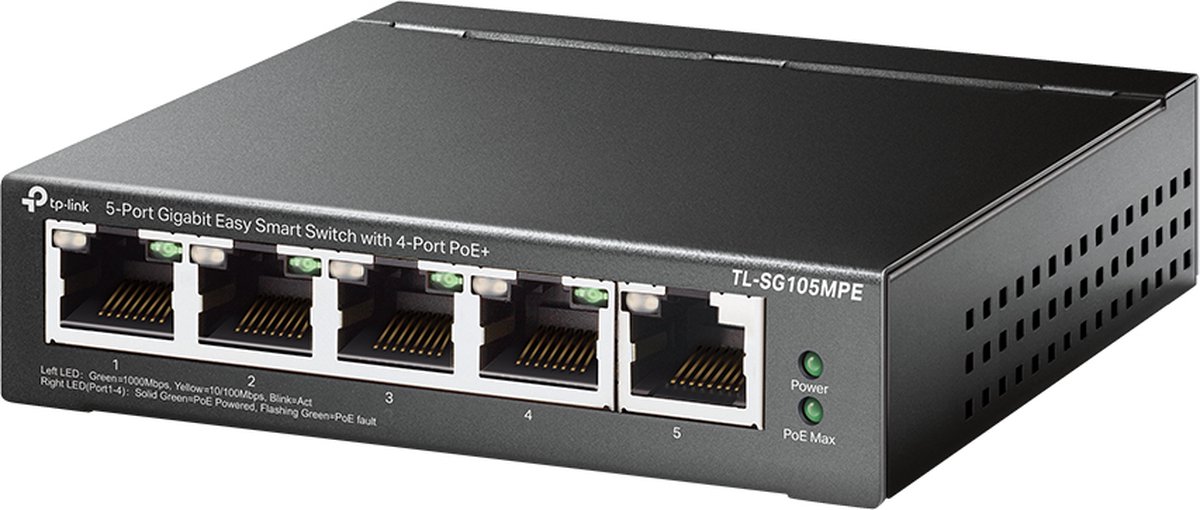 TP-Link TL-SG105MPE 5-Port Gigabit Easy Smart Switch with 4-Port PoE+