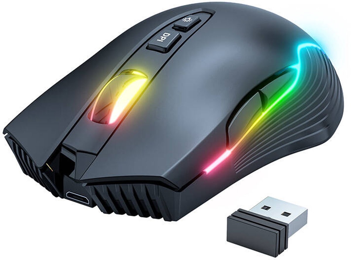 ONIKUMA CW905 Wireless - Gamingmus - Optic - 7 knappar - Svart med RGB ljus