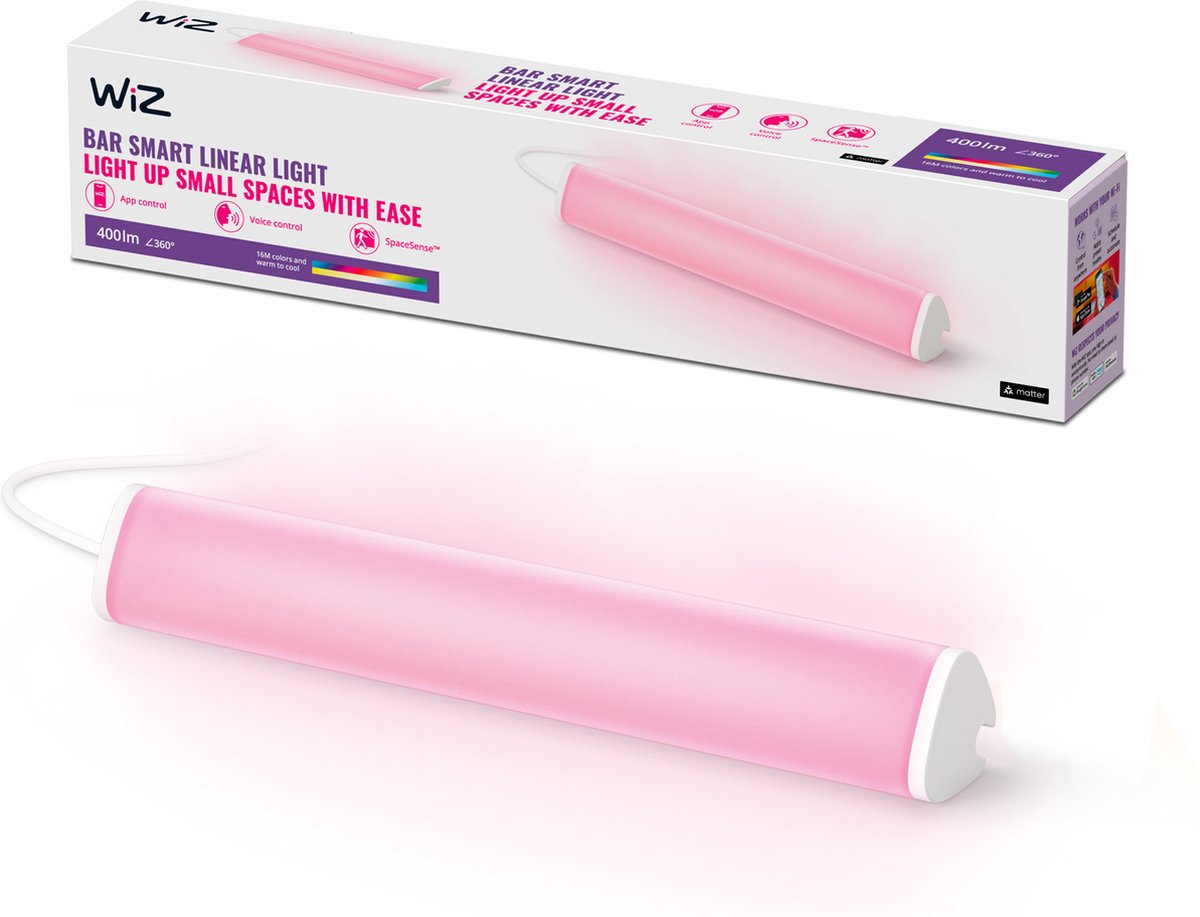 WiZ Bar Linear Smart Light, Bordslampa, kallt-till-varmvitt ljus och full färg, 1-pack