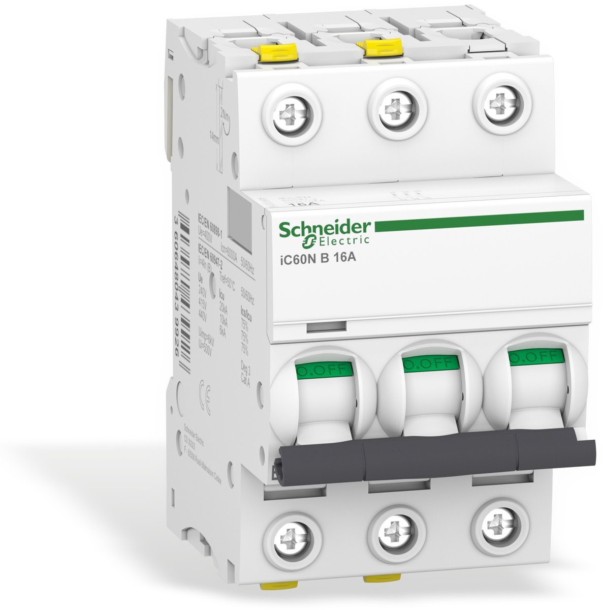 Schneider Electric Acti9 ic60n miniature circuit breaker 3p 16 a b curve 6