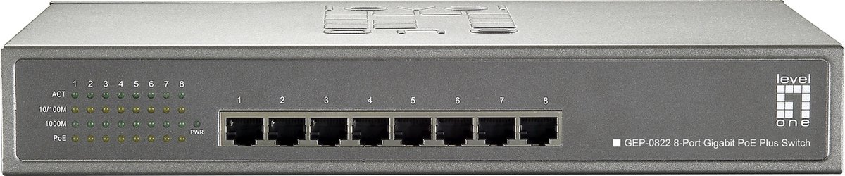 LevelOne GEP-0822 - switch - 8 portar - rackmonte