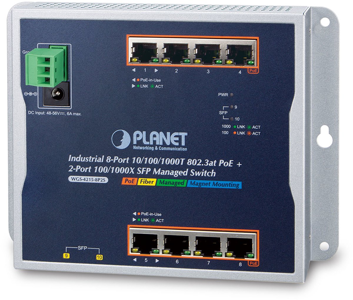 PLANET WGS-5225-8P2S - switch - 8 ports - Managed