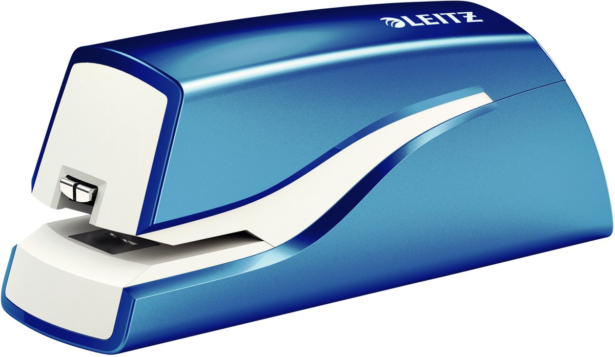 Leitz NeXXt WOW Elektrisches Heftgerät 5566 Halbstreifen 10 Blatt Blau E1 Kunststoff, Metall