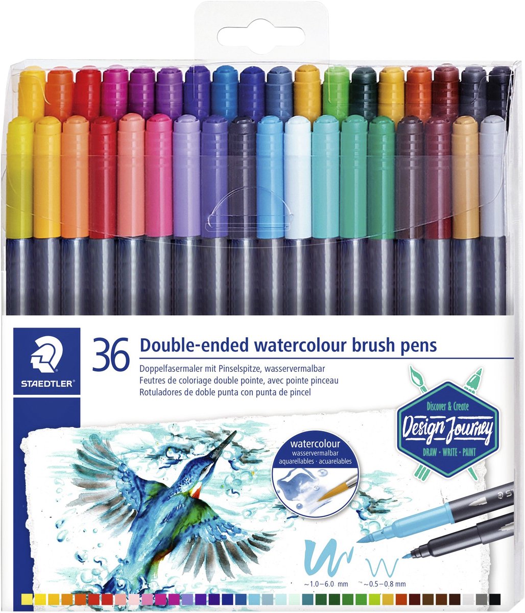 STAEDTLER Aquarell Kalligraphie-Stift Färbig sortiert 36 Stück