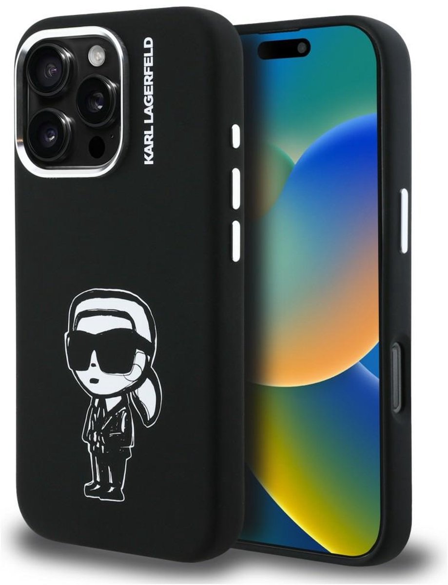 Karl Lagerfeld Silicone Karl Sketch MagSafe Case for iPhone 16 Pro - Black