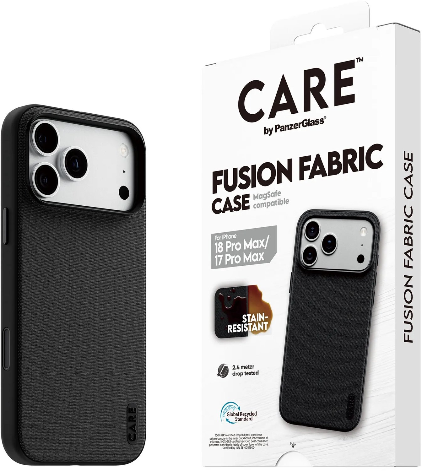 PanzerGlass CARE iPhone 17 Pro Max / 18 Pro Max Fusion Fabric fodral (svart)