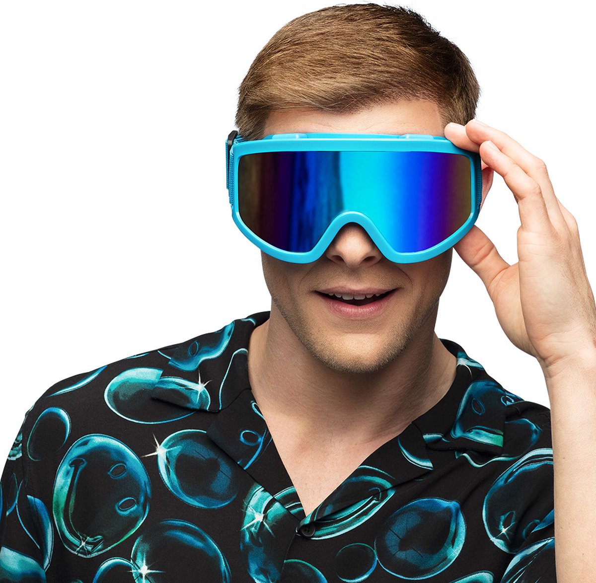 Boland Party Ski Goggles Neon Blue