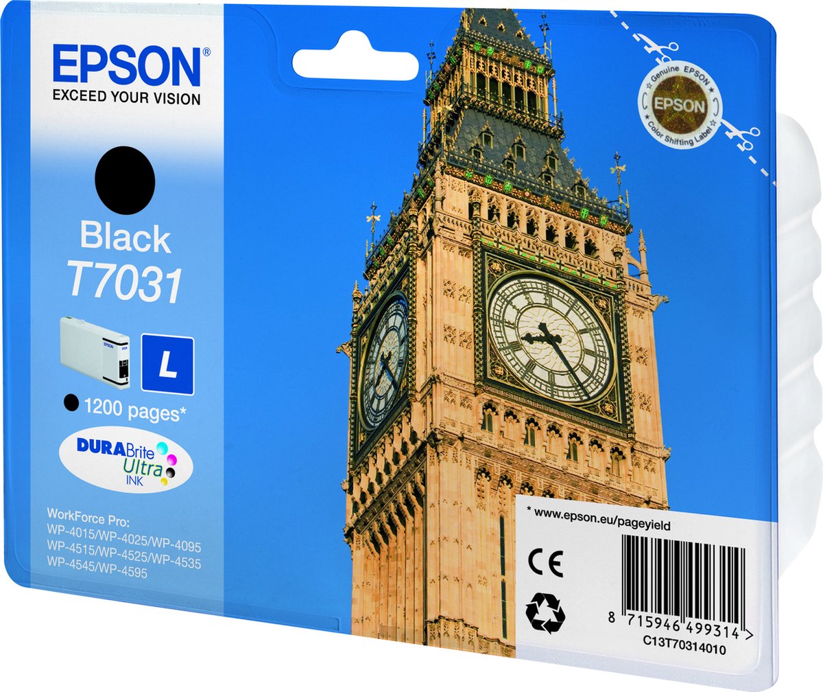 Epson Bläck Svart T7031 L - Wp4000/4500