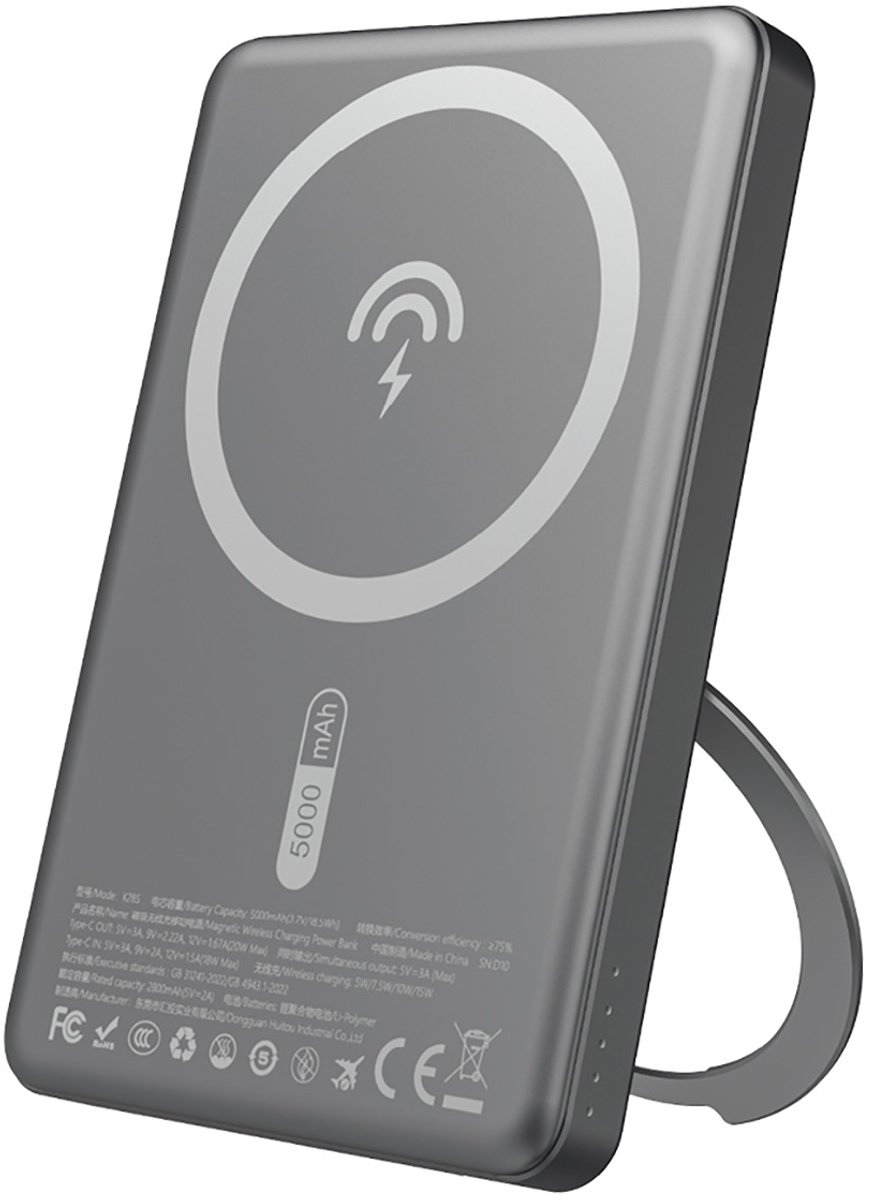 Dudao K28S 20W PD 5000mAh Powerbank with MagSafe and Stand - Gray - 5000 mAh
