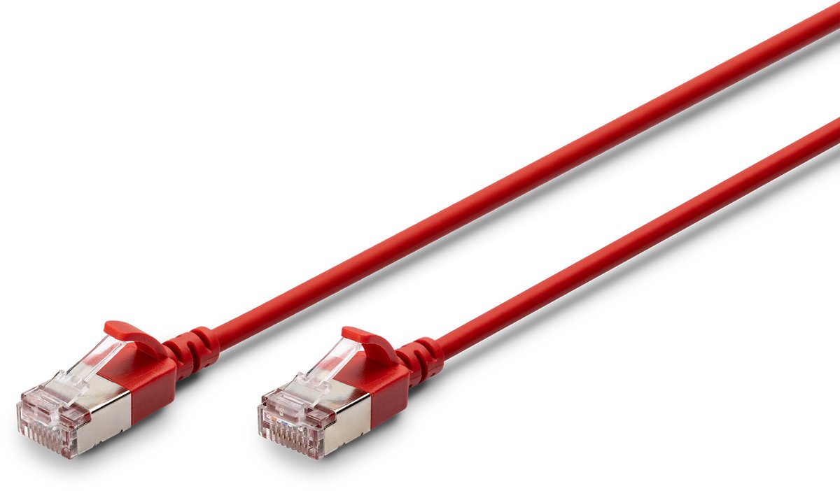 DIGITUS CAT 6A F-FTP Slim Patch Cord - 1m - Röd - 1m