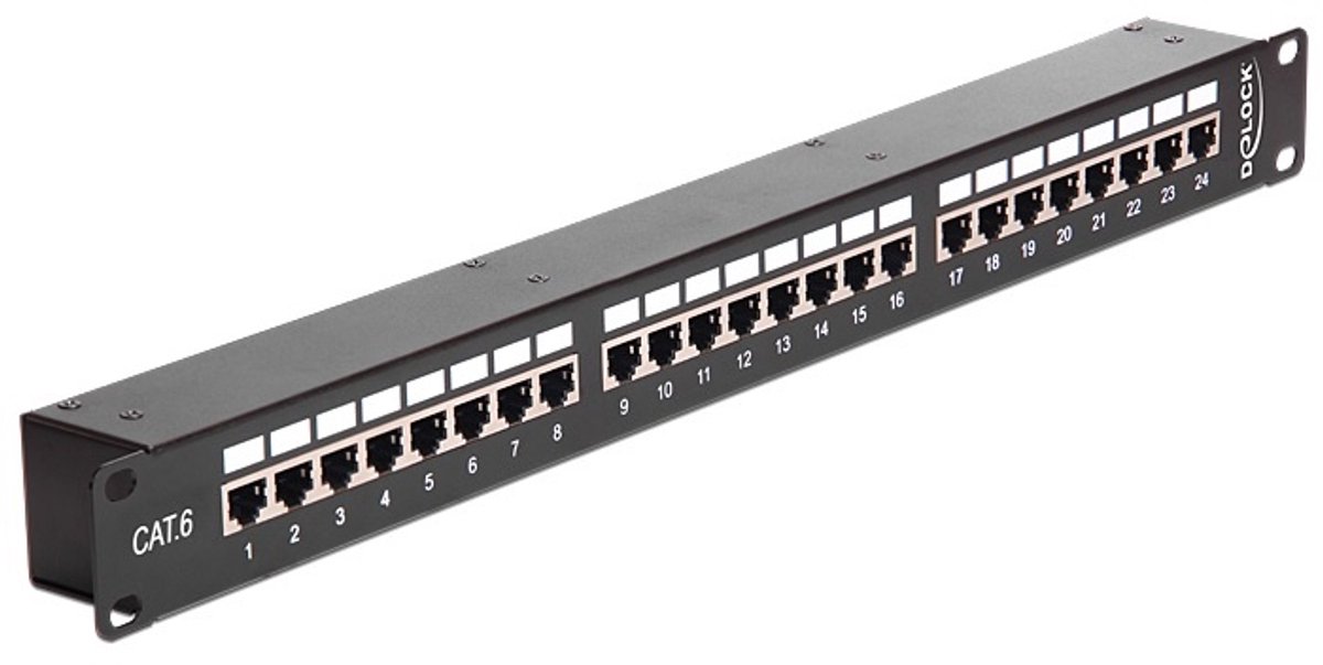 Delock Patchpanel Svart Cat 6 1u