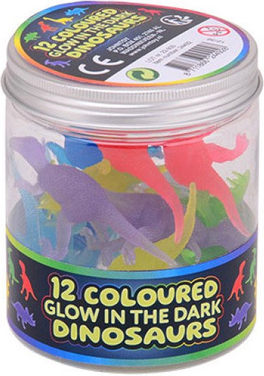 Johntoy Glow in the Dark Colored Dino Toy Figures 12pcs.
