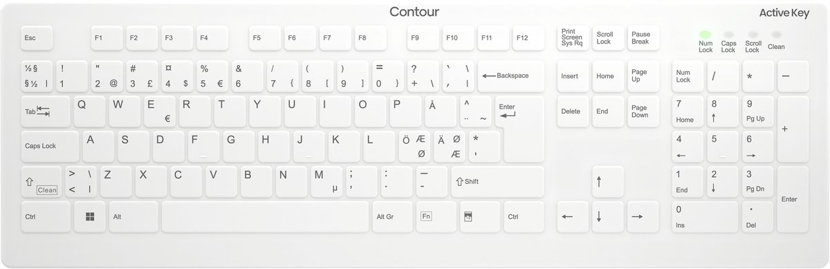 Cherry Active Key AK-C8112 - keyboard - wipe disinfection flat key profile - QWERTY - Pan Nordic - white Input Device - Tangentbord - Nordisk - Vit