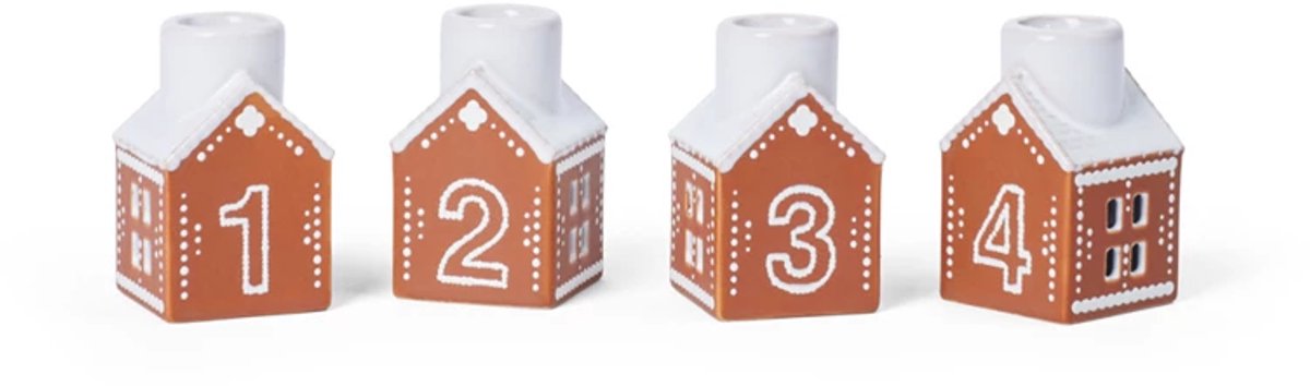Kähler Candelabro de Adviento Gingerbread 4 piezas Marrón
