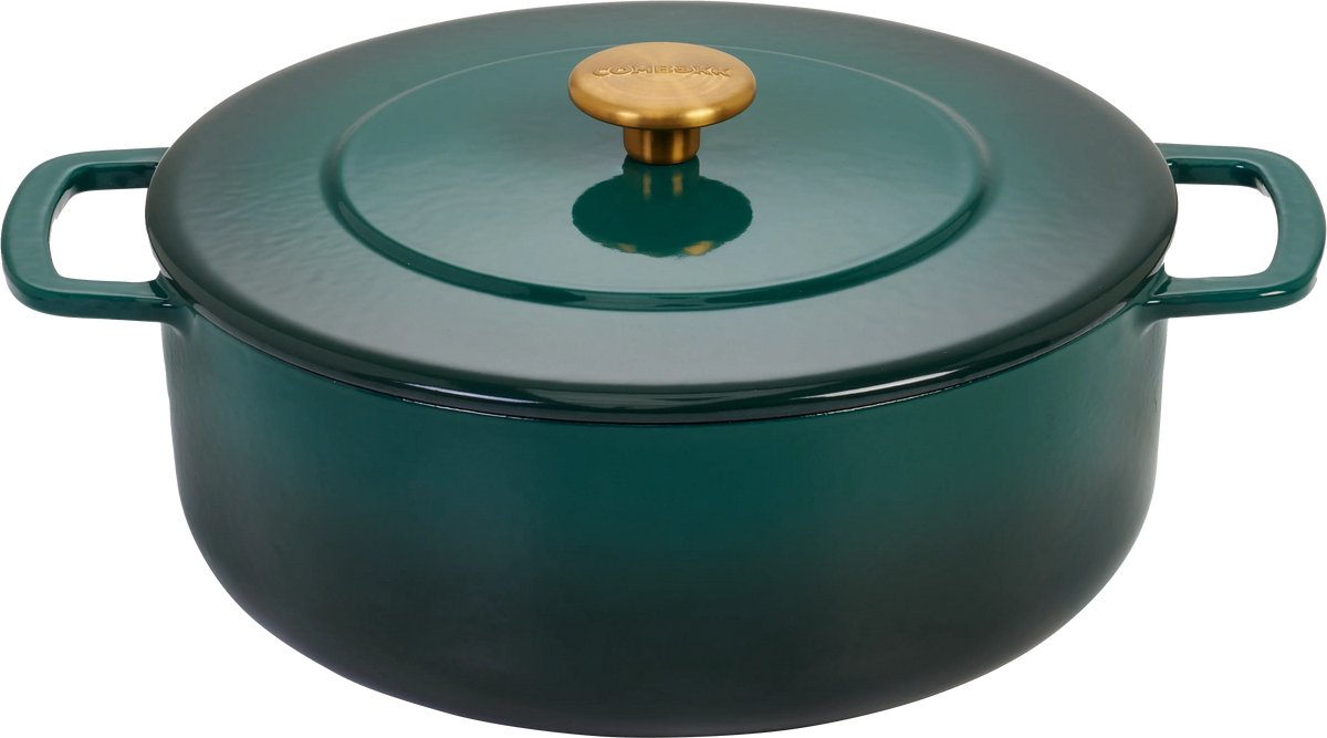 Combekk Olla de hierro fundido esmaltada Combekk Enameled Ø28 cm Holly Green-pomo gold
