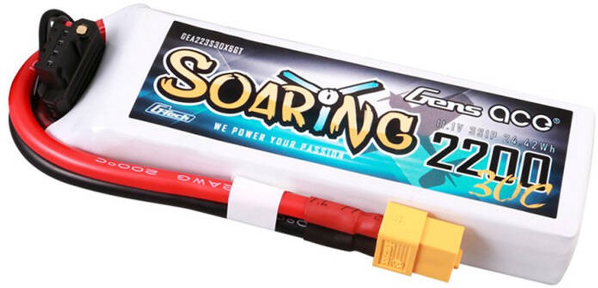 Gens ace &Tattu G-Tech Soaring 2200mAh 11.1V 30C 3S1P Lipo Batte