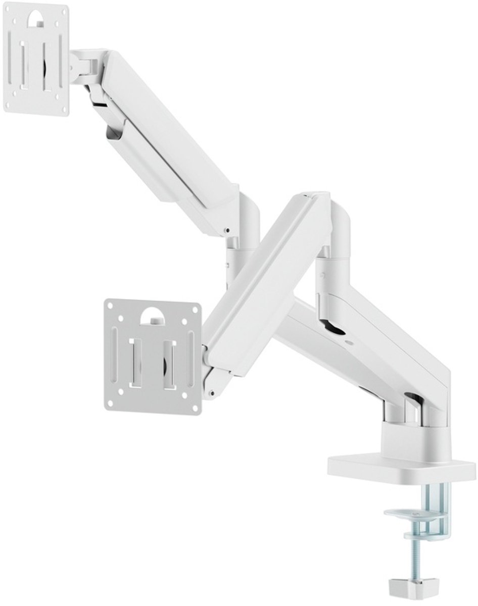 Gembird Desk mounted adjustable double monitor arm 17"-32" - Vit