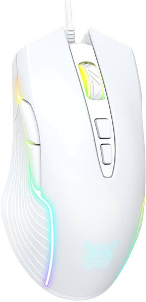 ONIKUMA CW905 Wired - Gamingmus - Optic - 7 knappar - Vit med RGB ljus