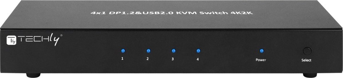 IC INTRACOM techly 4 Port DisplayPort 1.2 KVM Switch with Hub and audio