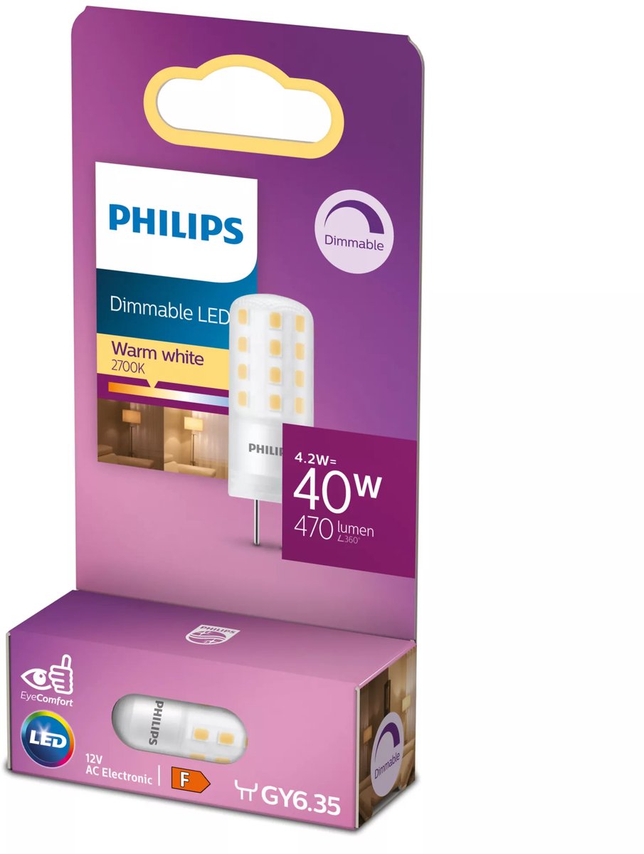 Philips LED-glödlampa Spot 4.2W/827 (40W) Dimmable GY6.35