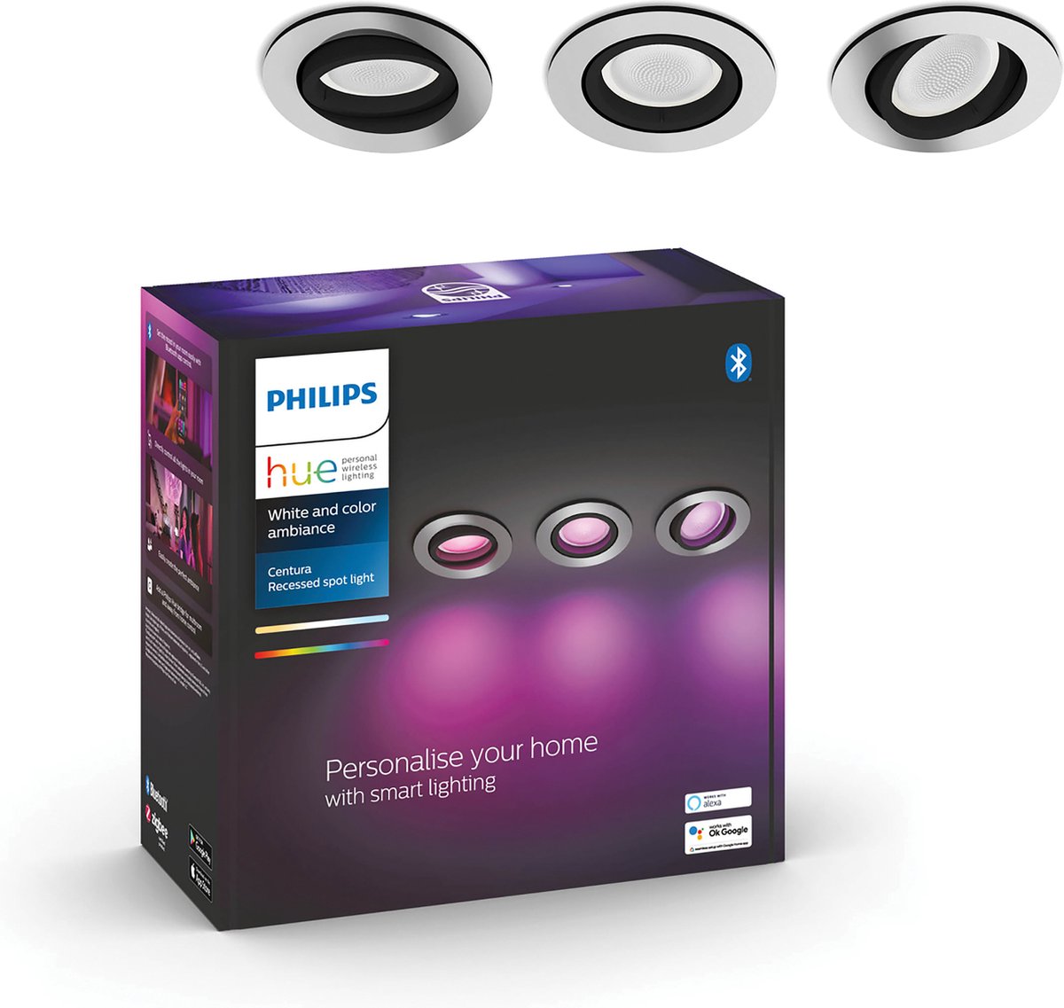 Philips Hue Centura Infälld Spotlight Rund - Aluminium - 3-Pack