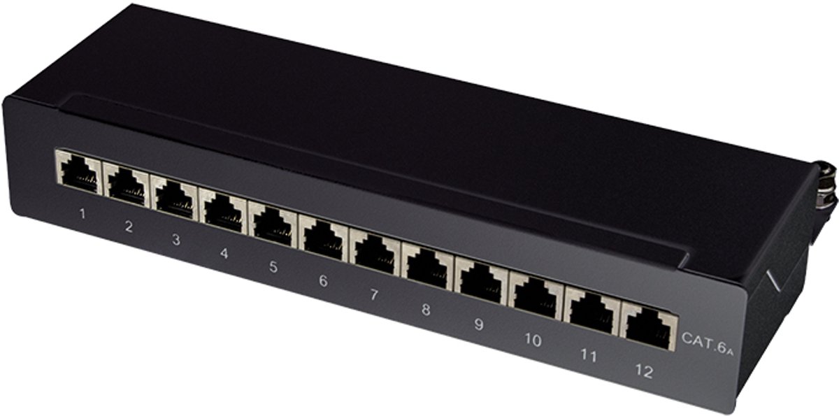 LogiLink NP0019B Cat.6A Patch Panel 12 ports shielded Desktop black