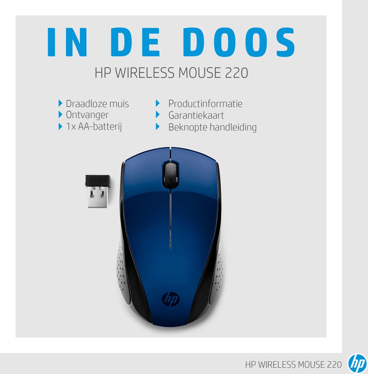 HP 220 - Mouse - 3 knappar - Blå