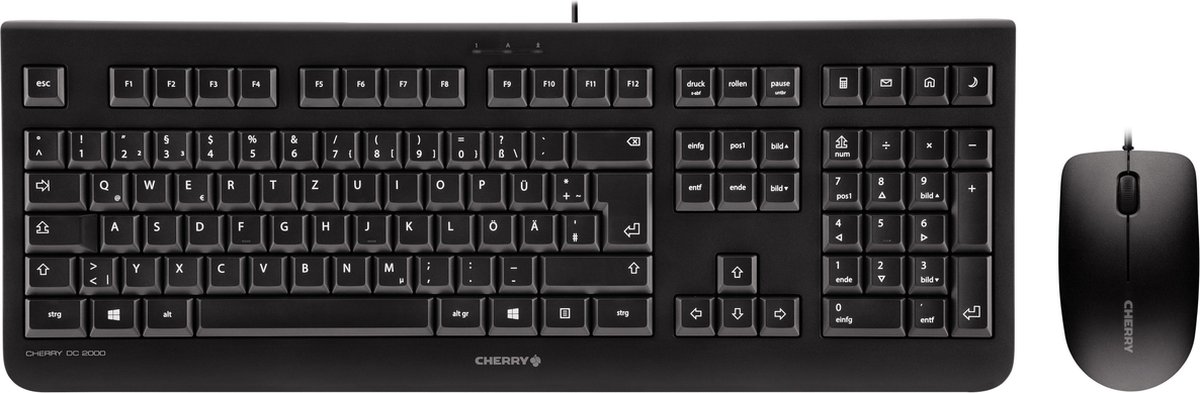 Cherry DC 2000 - sats med tangentbord och mus - Tastatur & Mus set - Engelska (US) - Svart
