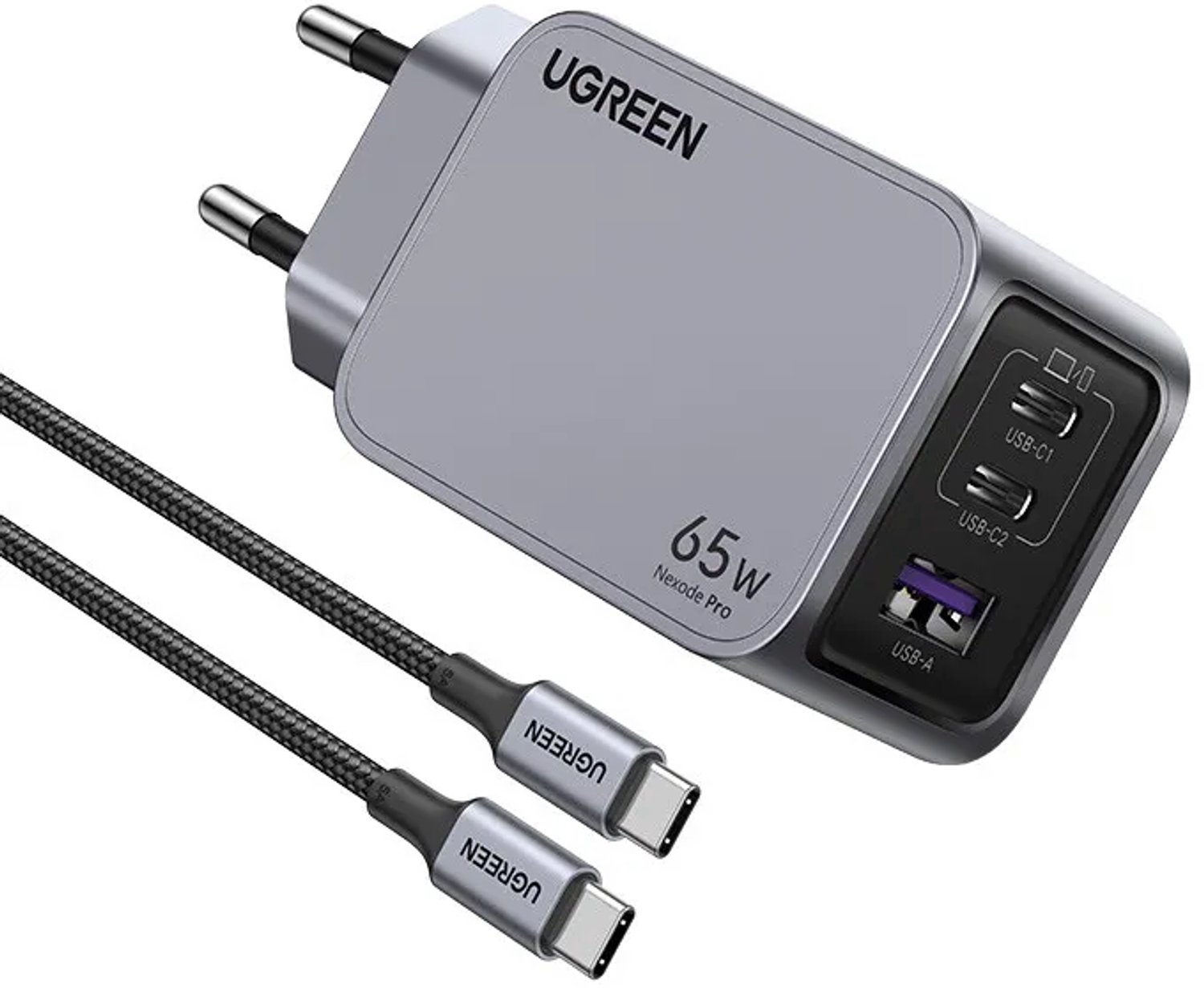 Ugreen Nexode Pro 65 W GaN-snabbladdare med 3 portar